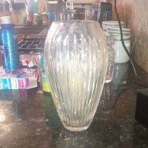 Clear Ribbed Glass Decorative Vase - Elegant Home Accent